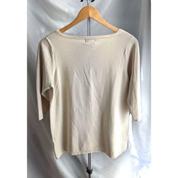 Vintage 70s/80s ANDREA VICCARO Ivory 75% Silk 3/4 Sleeve Sweater Size 1X - Picture 6 of 6